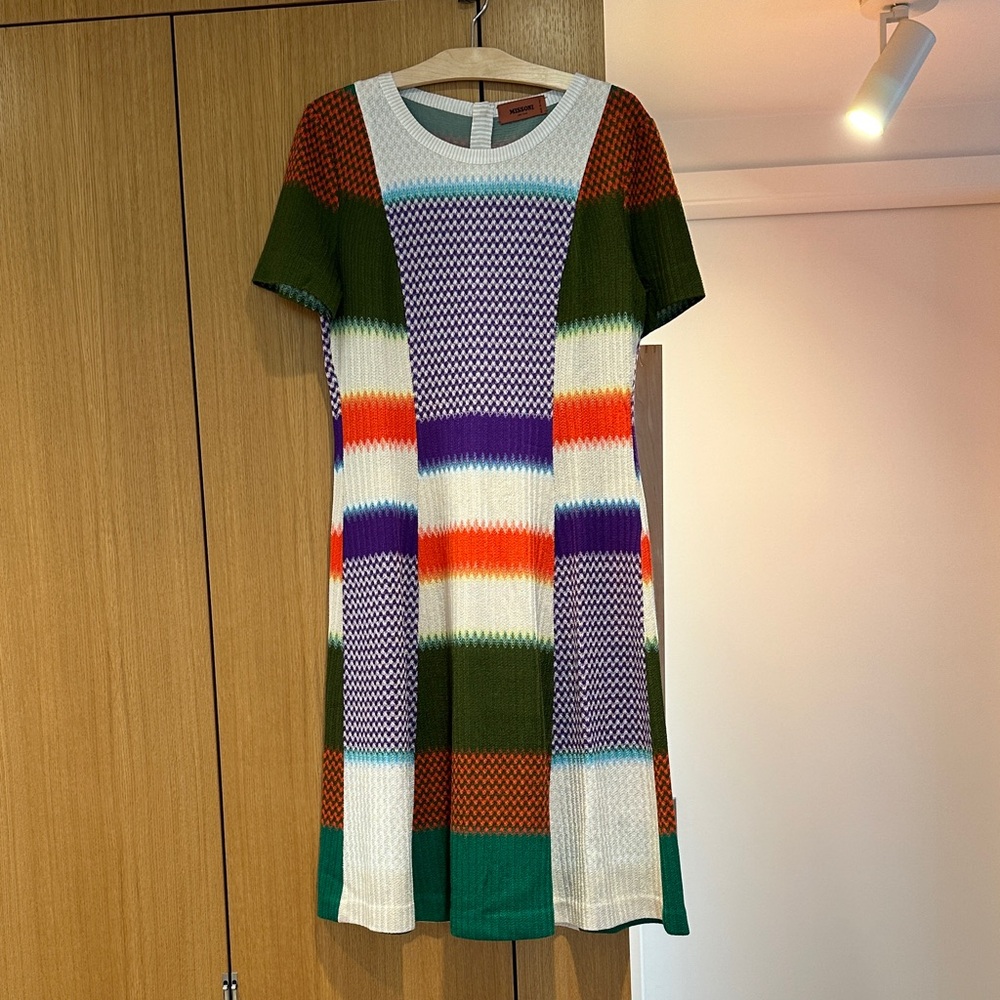 Missoni Multicolor Knit Short Sleeve Dress